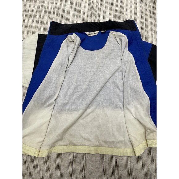 Vintage 90s PIERRE CARDIN Windbreaker Track Jacket Nylon Blue Black White XL - Picture 8 of 10